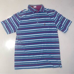 johnnie-O Multi-Stripe Polo in Blue, Red, White cotton shirt